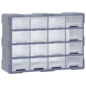 Wall Mountable Multi-Drawer Tool Storage Organizer Craft Nail Sewing Box Grey