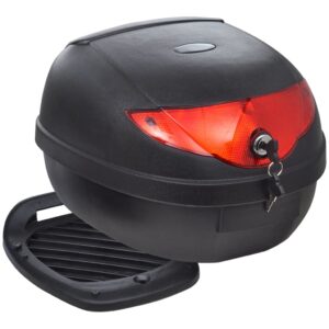 Motorcycle Top Case Single Helmet Storage Waterproof with Reflector Black PP