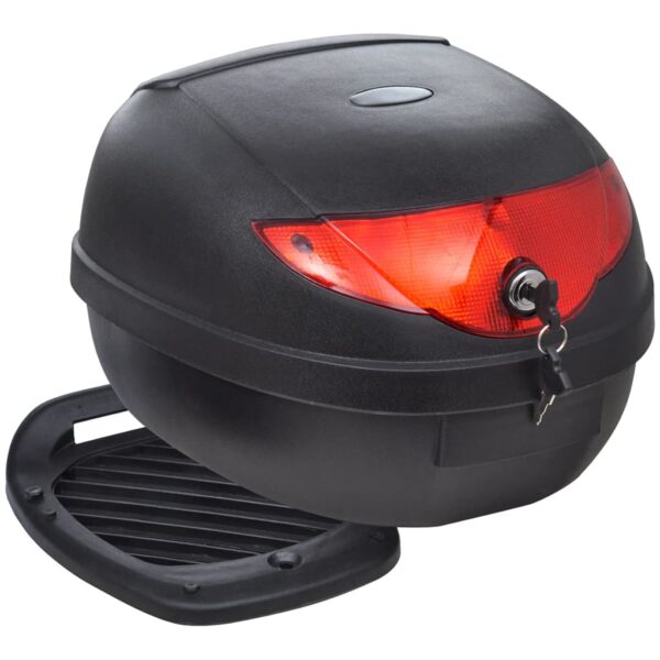 Motorcycle Top Case Single Helmet Storage Waterproof with Reflector Black PP