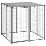 Outdoor Heavy Duty Steel Dog Kennel Playpen with Water-Resistant UV Roof