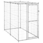 Outdoor Heavy Duty Dog Kennel with Roof Canopy Secure Lock Mesh Walls Pet Cage