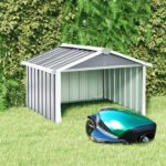 Galvanized Steel Garden Robot Lawnmower Shed Durable Weatherproof Storage Grey