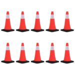 Reflective Traffic Safety Cones Set Stackable HDPE High Visibility Outdoor Use