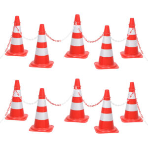 High Visibility Traffic Cone Chain Set Portable Safety Barrier Red White