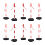 High Visibility Traffic Control Chain Post Set Red White Plastic Portable