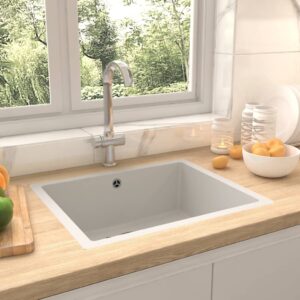 White Granite Kitchen Sink Single Basin Top Under Mount Heat Scratch Resistant