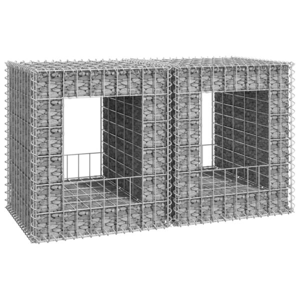 Iron Gabion Basket Posts Set Weatherproof Rust-Proof Mesh Garden Decor Silver