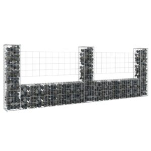 Iron Gabion Basket U-Shape Retaining Wall Outdoor Landscape Fence with Posts