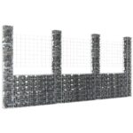 U-shape Gabion Basket with 4 Posts Iron 380x20x200 cm