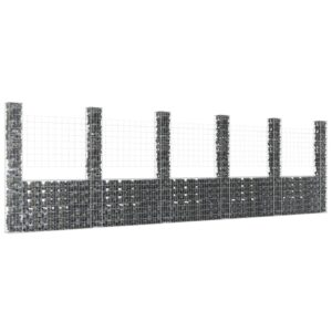 Iron Gabion Basket U-Shape Retaining Wall Outdoor Landscape Fence with Posts