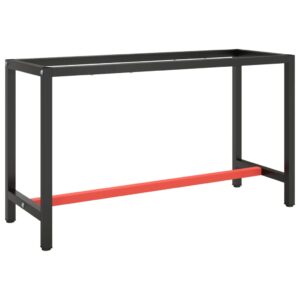 Heavy Duty Metal Workbench Frame Matte Black Red Reinforced Bar Pre-Drilled Legs