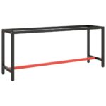 Work Bench Frame Matte Black and Matte Red 190x50x79 cm Metal