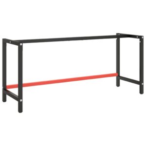 Heavy Duty Metal Work Bench Frame Powder-Coated Matte Black Red with Pre-Drilled Holes