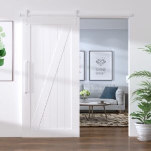 Sliding Door Hardware Kit Smooth Quiet Operation Durable Steel Track Set White