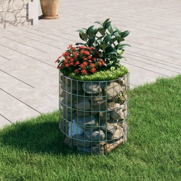 Galvanized Steel Circular Gabion Pole Garden Border Weather-Resistant Mesh Cage