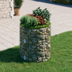 Galvanized Steel Circular Gabion Pole Garden Border Weather-Resistant Mesh Cage