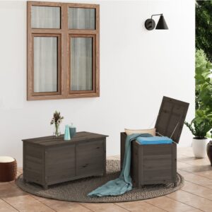 Outdoor Garden Storage Box Weather-Resistant Solid Wood Patio Cushion Organizer