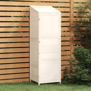 Outdoor Garden Shed Solid Fir Wood Spacious White Storage Organizer Weatherproof