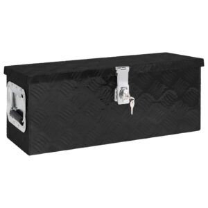 Aluminium Storage Box Black Lockable Rust-Resistant Compact Carry Handle