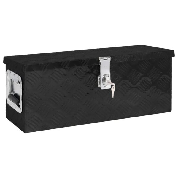 Aluminium Storage Box Black Lockable Rust-Resistant Compact Carry Handle