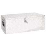 Aluminium Storage Box Silver Lockable Organizer Rust-Resistant with Handle