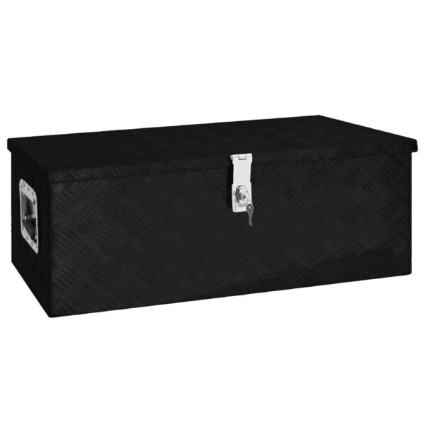 Aluminium Storage Box Black Lockable Rust-Resistant Compact Carry Handle