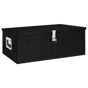 Aluminium Storage Box Black Lockable Rust-Resistant Compact Carry Handle