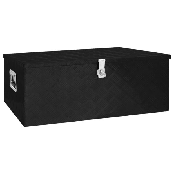 Aluminium Storage Box Black Large Lockable Rust-Resistant Organizer with Handle