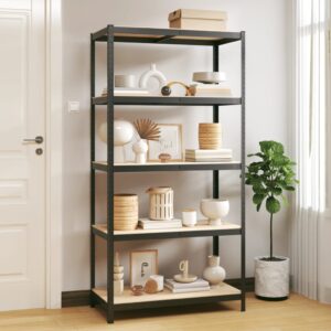 Adjustable Heavy Duty Storage Rack Metal Wood Shelving Unit Organizer Anthracite