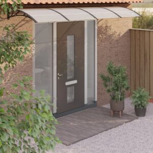 Outdoor Weather-Resistant Door Canopy Black Polycarbonate Patio Shelter