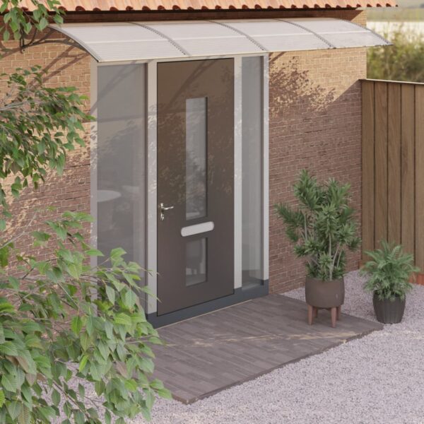 Weather-Resistant Grey Polycarbonate Door Canopy with Aluminium Support