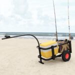 Fishing Trolley Cart Heavy Duty Steel Frame Pneumatic Wheels Rod Holders Black