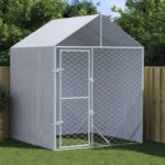 Spacious Outdoor Dog Kennel with Protective Roof Heavy-Duty Galvanized Steel