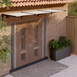 Weather-Resistant Door Canopy Polycarbonate Black Transparent Easy Install