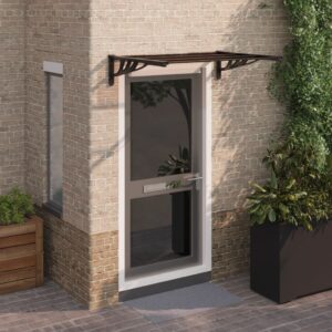 Outdoor Polycarbonate Door Canopy Weather-Resistant Patio Cover Black Easy Install