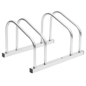 Galvanised Steel Bike Rack Floor Parking Dual Bicycle Stand Outdoor Storage Organizer