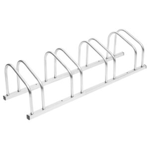 Galvanised Steel Bike Rack Floor Parking Storage Stand Holds Four Bicycles Outdoor