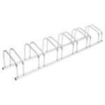 Sturdy Galvanised Steel Bike Rack - Space Saving 6 Slot Floor Stand Organizer