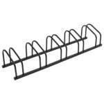 Sturdy Black Steel Floor Bike Rack Stand Organizer for 5 Bicycles Space Saver