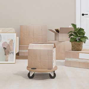 Set of Two Engineered Wood Dolly Trolleys with Anti-Slip Pads and Casters