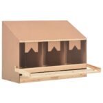 Chicken Coop Nesting Box Solid Pine Wood Spacious 3-Compartment Egg Laying