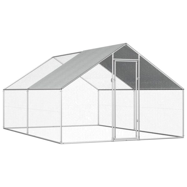 Spacious Outdoor Chicken Coop Hen Duck Aviary Enclosure Galvanized Steel Cage