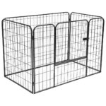 Heavy Duty Dog Playpen Black 120x80x70 cm Steel