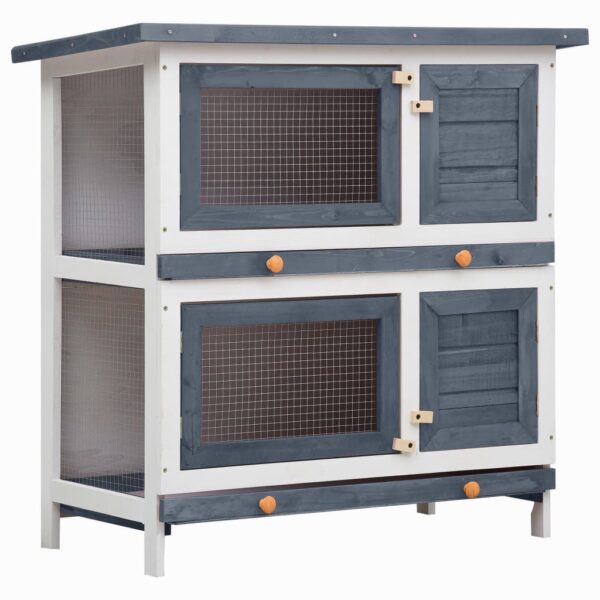 Spacious Two-Tier Wooden Rabbit Hutch with Waterproof Roof and Mesh Doors