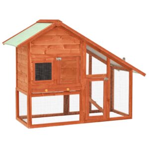 Spacious Wooden Rabbit Hutch Cage with Ramp and Cleaning Tray Outdoor Shelter