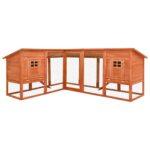 Outdoor Rabbit Hutch with Run Brown Solid Fir Wood