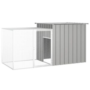 Galvanised Steel Chicken Coop Hen Duck Poultry Cage Large Outdoor Run Grey