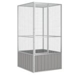 Large Galvanized Steel Bird Cage Outdoor Aviary Play Secure Lockable Door Grey