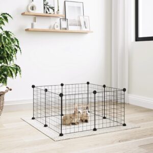 Spacious Black Steel Pet Playpen DIY Flexible Assembly Indoor Outdoor Cage