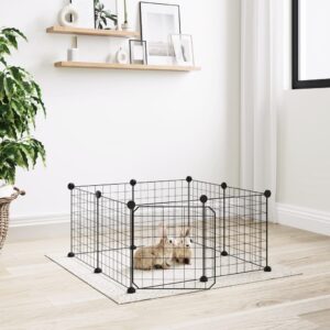 Spacious Black Steel Pet Playpen Exercise Cage with Door DIY Easy Assembly